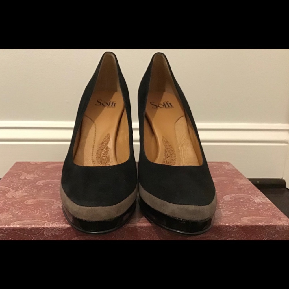 Soft Black/Taupe Suede Shoes - Size 9 1/2